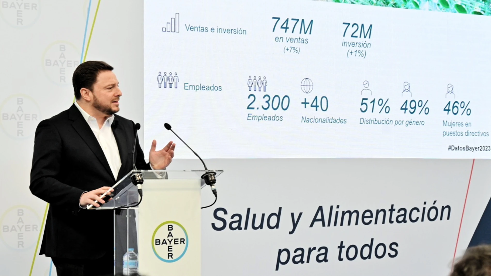 Bernardo Kanahuati, CEO de Bayer en España y Portugal, durante la presentación de los resultados anuales de la compañía.