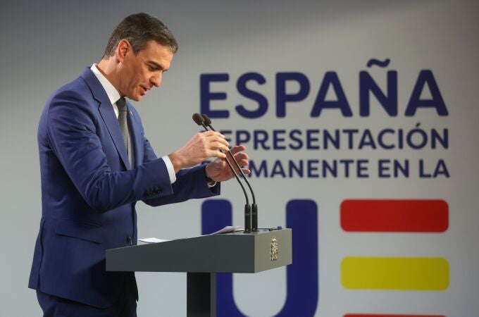 Spain's Prime minister Pedro Sanchez during a special meeting of the European Council in Brussels, Belgium, 18 April 2024.
