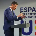 Spain&#39;s Prime minister Pedro Sanchez during a special meeting of the European Council in Brussels, Belgium, 18 April 2024.