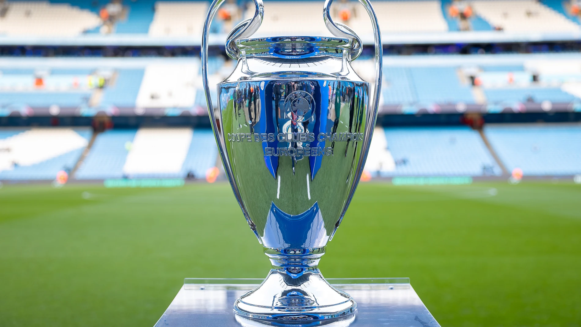 UEFA Champions League trophy during the UEFA Champions League, Quarter-finals, 2nd leg football match between Manchester City and Real Madrid on April 17, 2024 at Etihad Stadium in Manchester, England - Photo Ian Stephen / ProSportsImages / DPPI AFP7 17/04/2024 ONLY FOR USE IN SPAIN