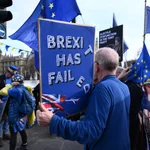 Protesta contra el Brexit ante el Parlamento británico