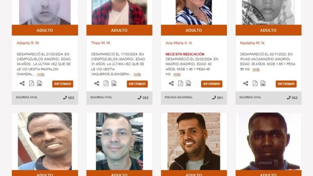 Fichas de los desaparecidos presentes en la web del CND