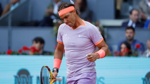 Nadal celebra uno de los puntos en el partido ante Blanch