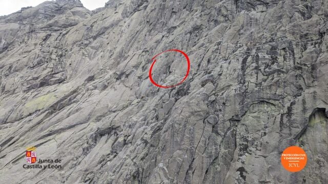 Lugar donde estaba escalando el montañero accidentado