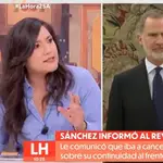 Silvia Intxaurrondo sin palabras ante la petición de una periodista ligada a la televisión de Pablo Iglesias a Pedro Sánchez, instándolo a intervenir en el sistema judicial