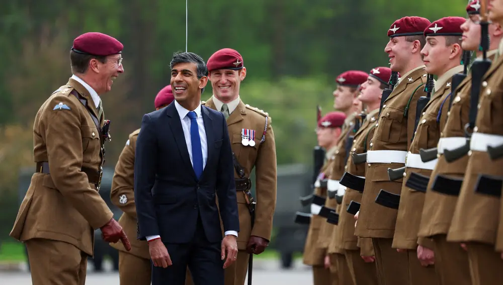 El primer ministro, Rishi Sunak, visitó ayer una base militar en North Yorkshire