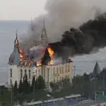 A building of the Odessa Law Academy is on fire after a Russian missile attack in Odessa, Ukraine, Monday, April 29, 2024. 