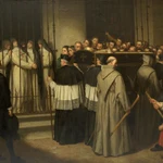 Sor Marcela de San Félix, monja de las Trinitarias Descalzas de Madrid, viendo pasar el entierro de Lope de Vega, su padre.