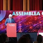 Sánchez Llibre durante su intervención en la Asamblea General de Foment, celebrada este lunes 6 de mayo en Barcelona