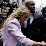 Porn actress Stormy Daniels arrives at federal court, Monday, April 16, 2018, in New York.