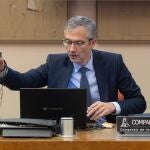 El gobernador del Banco de España, Pablo Hernández de Cos, durante su comparecencia ante la Comisión de Economía, Comercio y Transformación Digital, en el Congreso de los Diputados, a 7 de mayo de 2024, en Madrid.