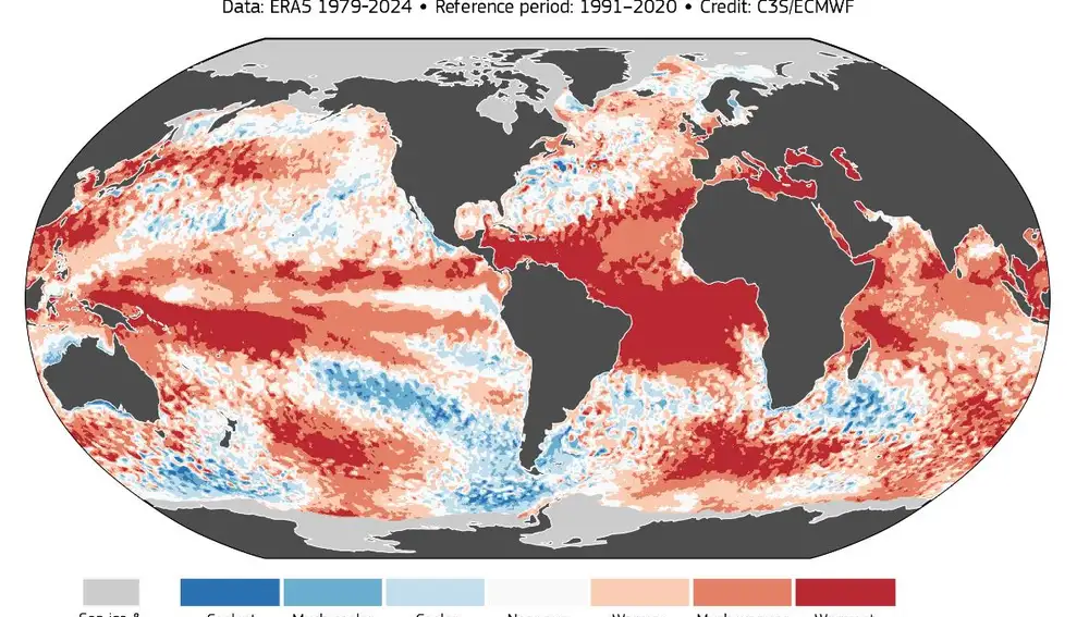 Temperatura de la superficie del mar para abril de 2024