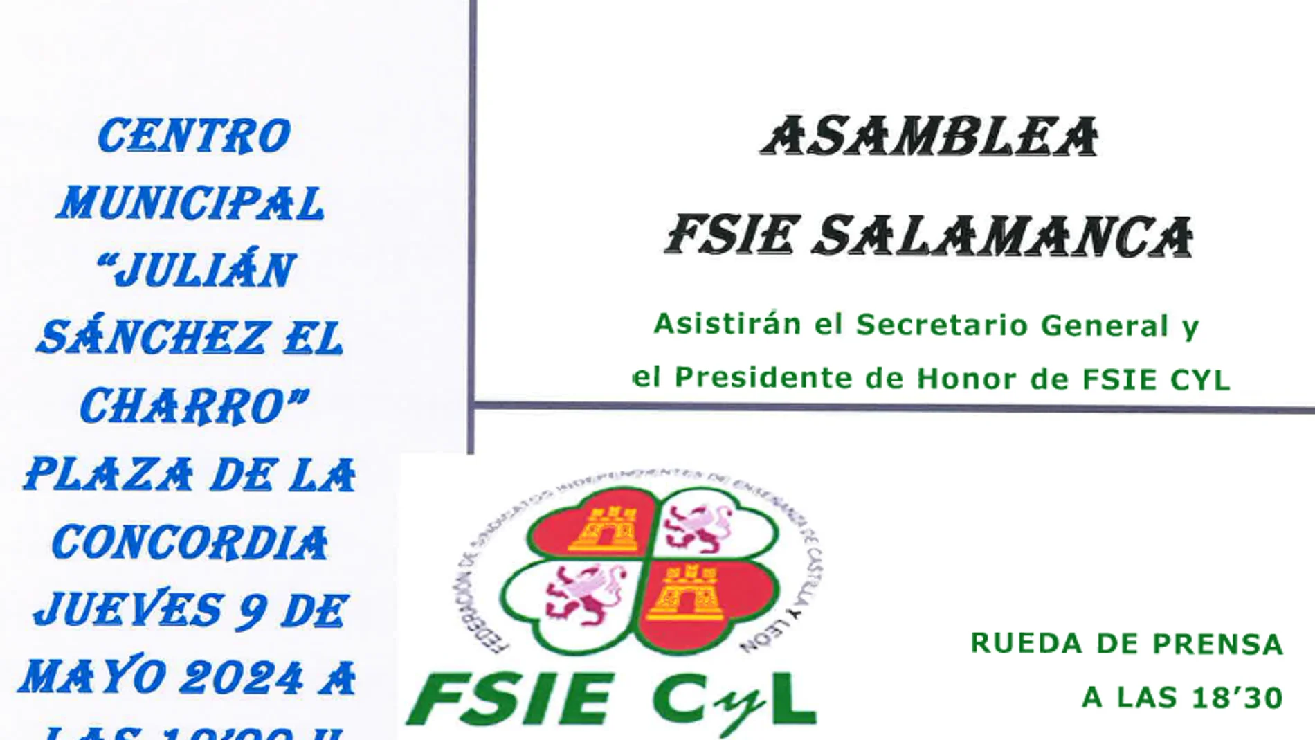 Cartel de la convocatoria de FSIE Salamanca