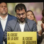 Catalonia's regional President and candidate for pro-independence ERC (Republican Left of Catalonia) makes a statement after the announcement of the final results of the elections to Catalonia's regional parliament in Barcelona, Sunday May 12, 2024.