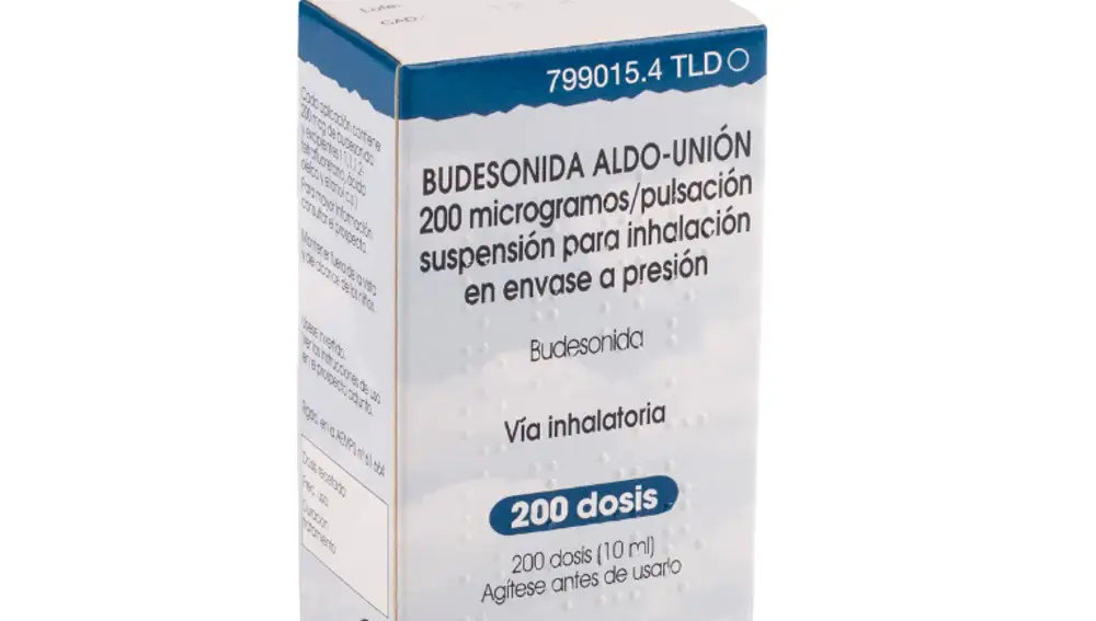 El medicamento Budesonida Aldo Unión en el formato de 200 microgramos/pulsación es una suspensión para inhalación en envase a presión para el tratamiento del asma