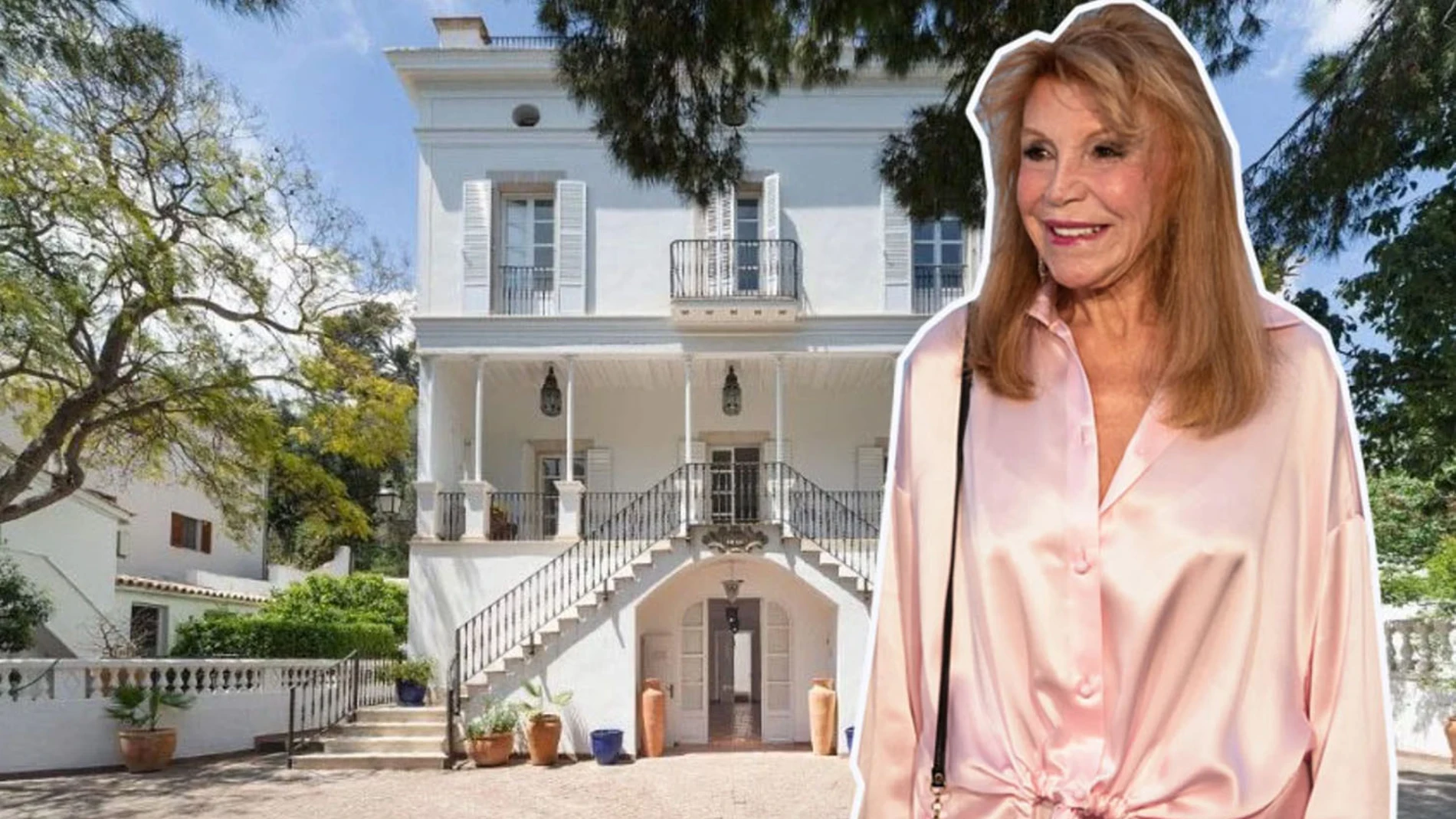 La baronesa Thyssen junto a su casa de Mallorca