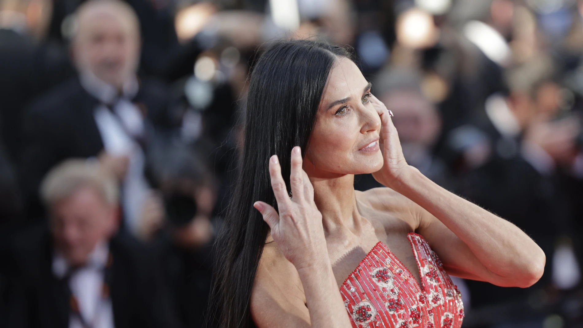Demi Moore attends the premiere of 'Kinds of Kindness' during the 77th annual Cannes Film Festival, in Cannes, France.