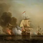 El pintor británico Samuel Scott recreó al óleo la inmensidad del galeón San José, en un cuadro pintado ya en 1772 y que ahora cuelga del Museo Marítimo Nacional de Londres