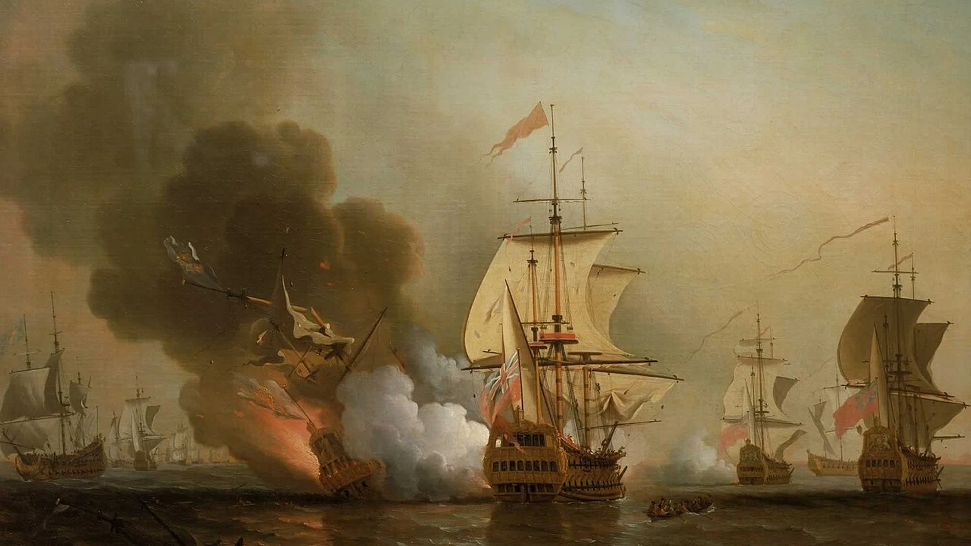 El pintor británico Samuel Scott recreó al óleo la inmensidad del galeón San José, en un cuadro pintado ya en 1772 y que ahora cuelga del Museo Marítimo Nacional de Londres