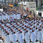 Soldados de Regulares durante un desfile