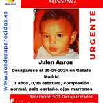 Sucesos.- Alertan de la desaparición de un niño de 3 años desde hace un mes en Getafe