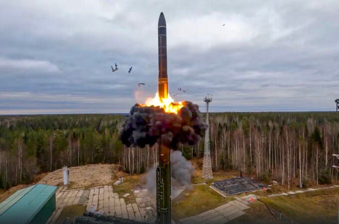 Test de un misil balístico intercontinental RS-24 Yars durante unos ensayos de un ataque nuclear ruso en el año 2022