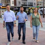Tudanca junto a De la Rosa, Iratxe García y Esther Peña, en un acto de campaña en Burgos