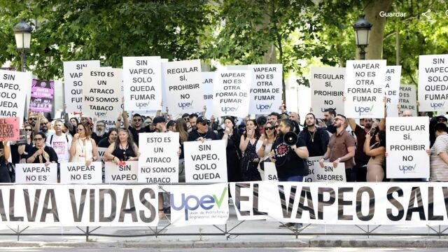 El sector del vapeo en una manifestación en la que acusan al Ministerio de ser «el blanco de gravísimas faltas de respecto»