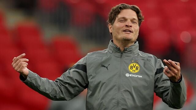 Edin Terzic, en el entrenamiento en Wembley, previo a la final de la Champions