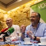 Carlos Pollán y Carlos Menéndez, durante el acto con los medios en Salamanca