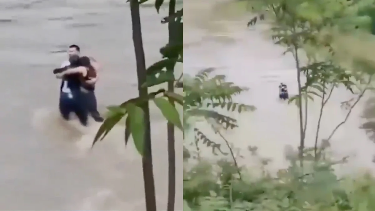 Graban el último abrazo de tres amigos antes de ser arrastrados por un río desbordado