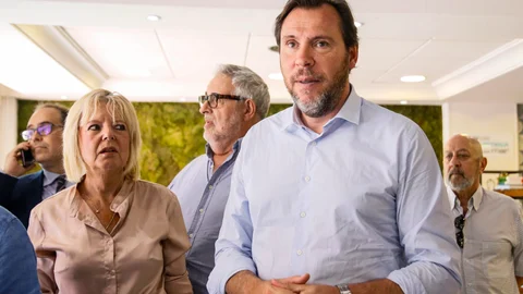 El ministro de Transportes, Óscar Puente, en un reciente acto del PSOE en Almería con motivo de las elecciones europeas