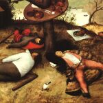 «La Cucaña», retratada según la imaginación desbordante del pintor Pieter Brueghel el Viejo