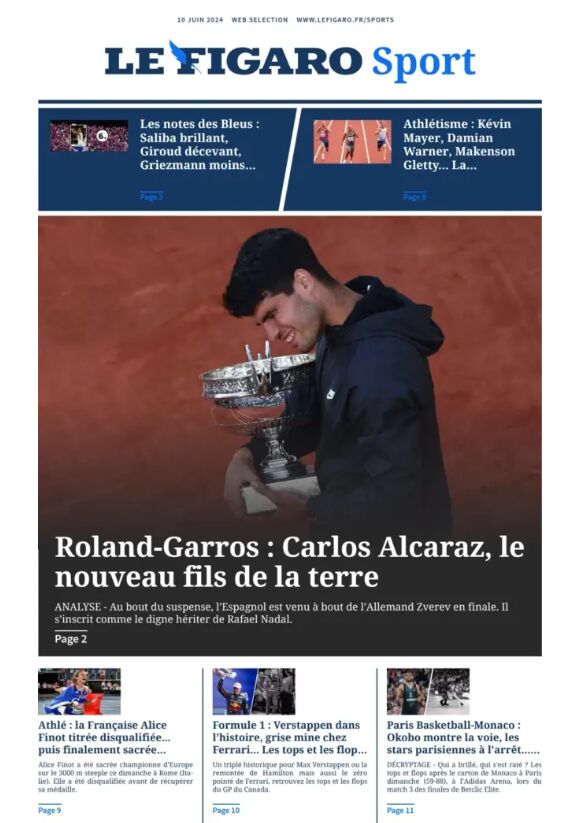 Titular de Le Figaro Sport del 10 de junio