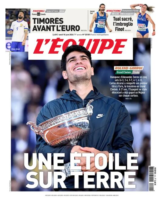 Portada de L'Equipe del 10 de junio de 2024