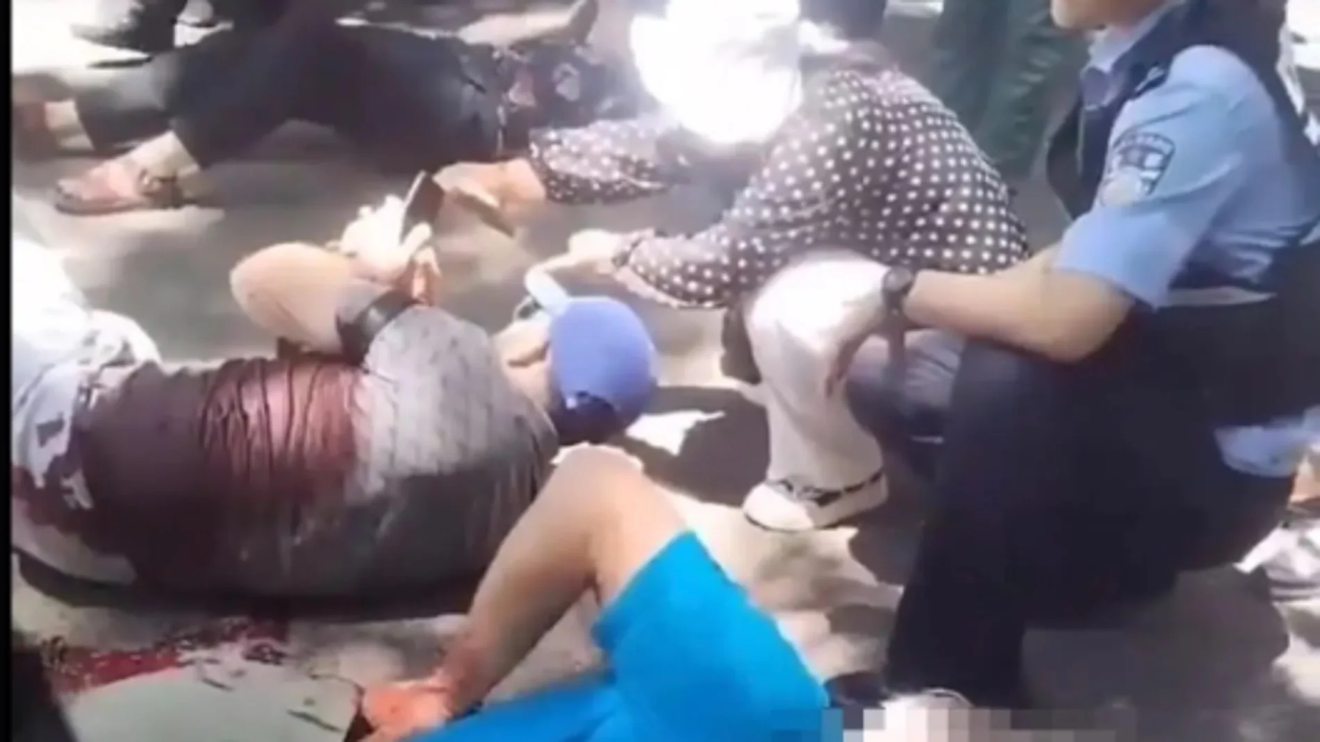 Imagen de los heridos por apuñalamiento en la ciudad china de Jilin