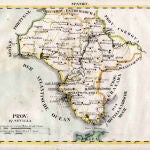 Los antiguos reinos de Sevilla, Córdoba, Jaén y Granada recogidos en el mapa