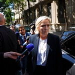 Marine Le Pen leaves the Rassemblement National (RN) party headquaters in Paris