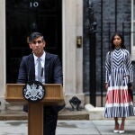 British Prime Minister Rishi Sunak delivers his resignation speech