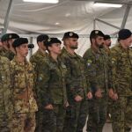 Varios militares españoles durante la ceremonia de ampliación del batallón