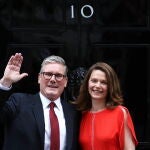 Britain's Labour leader Keir Starmer delivers his first speech as prime minister