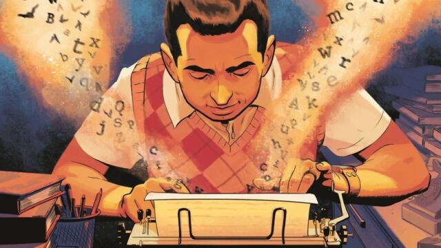 Una imagen del cómic dedicado a Bill Finger