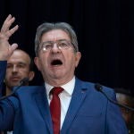 Jean-Luc Melenchon leader of La France Insoumise (LFI) reacts after results of legislative elections