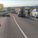 Lugar del accidente tras el choque de la moto