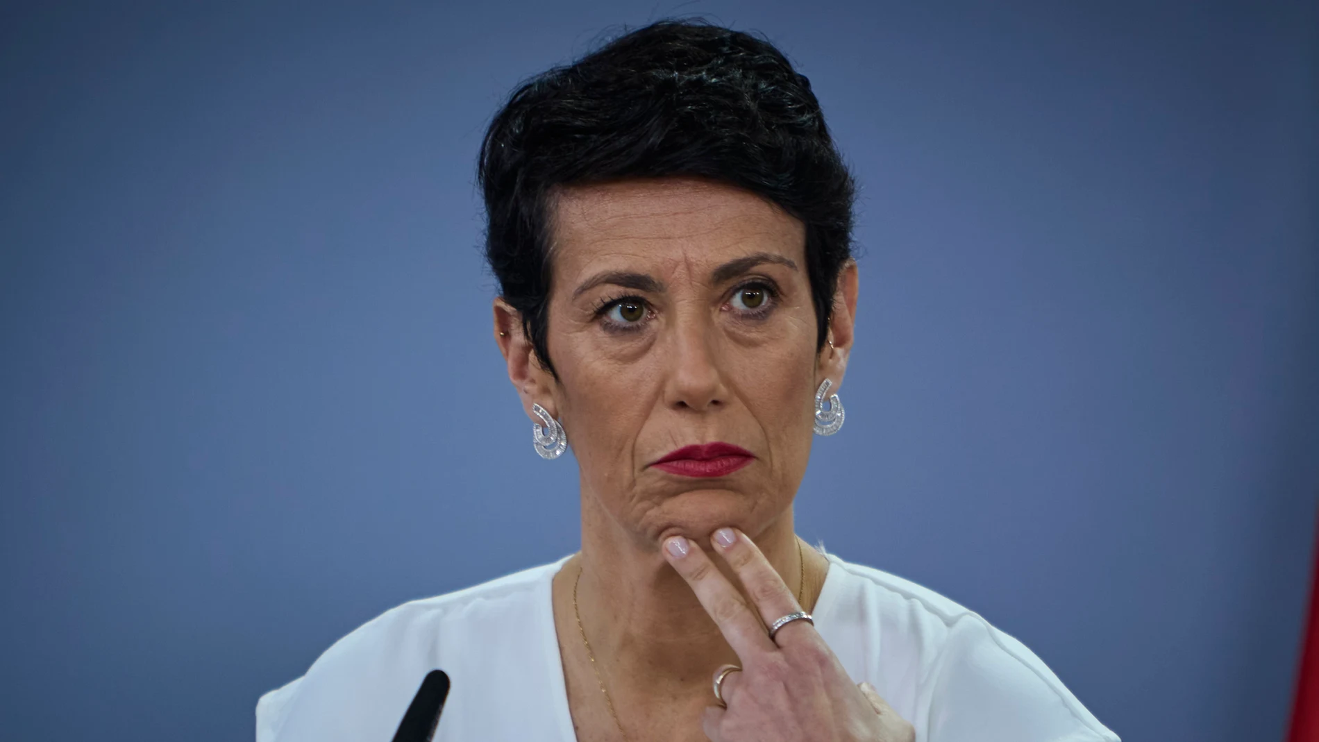 La ministra de Inclusión, Seguridad Social y Migraciones, Elma Saiz, durante la rueda de prensa posterior al Consejo de Ministros.