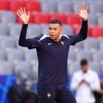 Kylian Mbappé en un entrenamiento con Francia