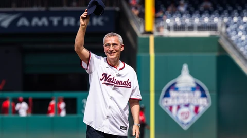 NATO Secretary General Jens Stoltenberg throws out opening pitch ahead of NATO Summit