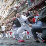 Los veloces Cebada Gago protagonizan este lunes del encierro de los Sanfermines