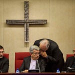 El cardenal José Cobo, el arzobispo Luis Argüello, el obispo César García Magán y el cardenal Juan José Omella