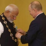 Indian Prime Minister Modi meets Russian President Putin in Moscow